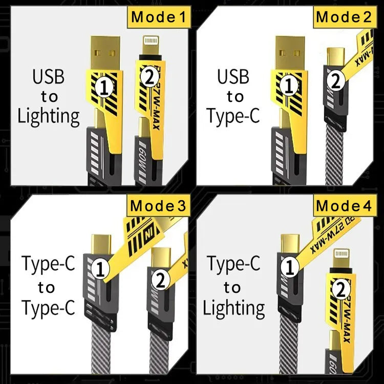 4 in 1 Charging Wire (World's First Charging Wire with Sim Ejector Tool)